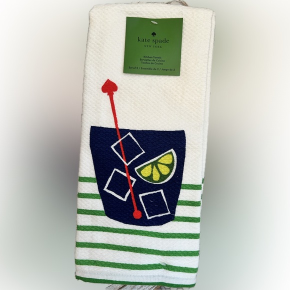 Kate Spade Cocktail & Lemon Towel bundle with magnet chip clip & sponges NWT - Picture 2 of 4
